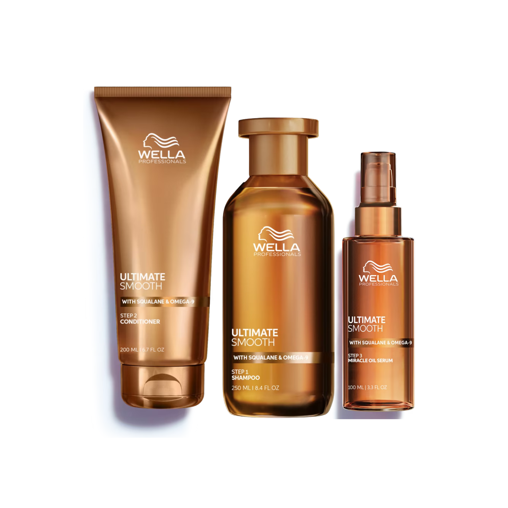 Wella Profesionals Kit Ultimate Smooth Shampoo 250ml + Miracle Oil Serum 100ml + Acondicionador 200ml