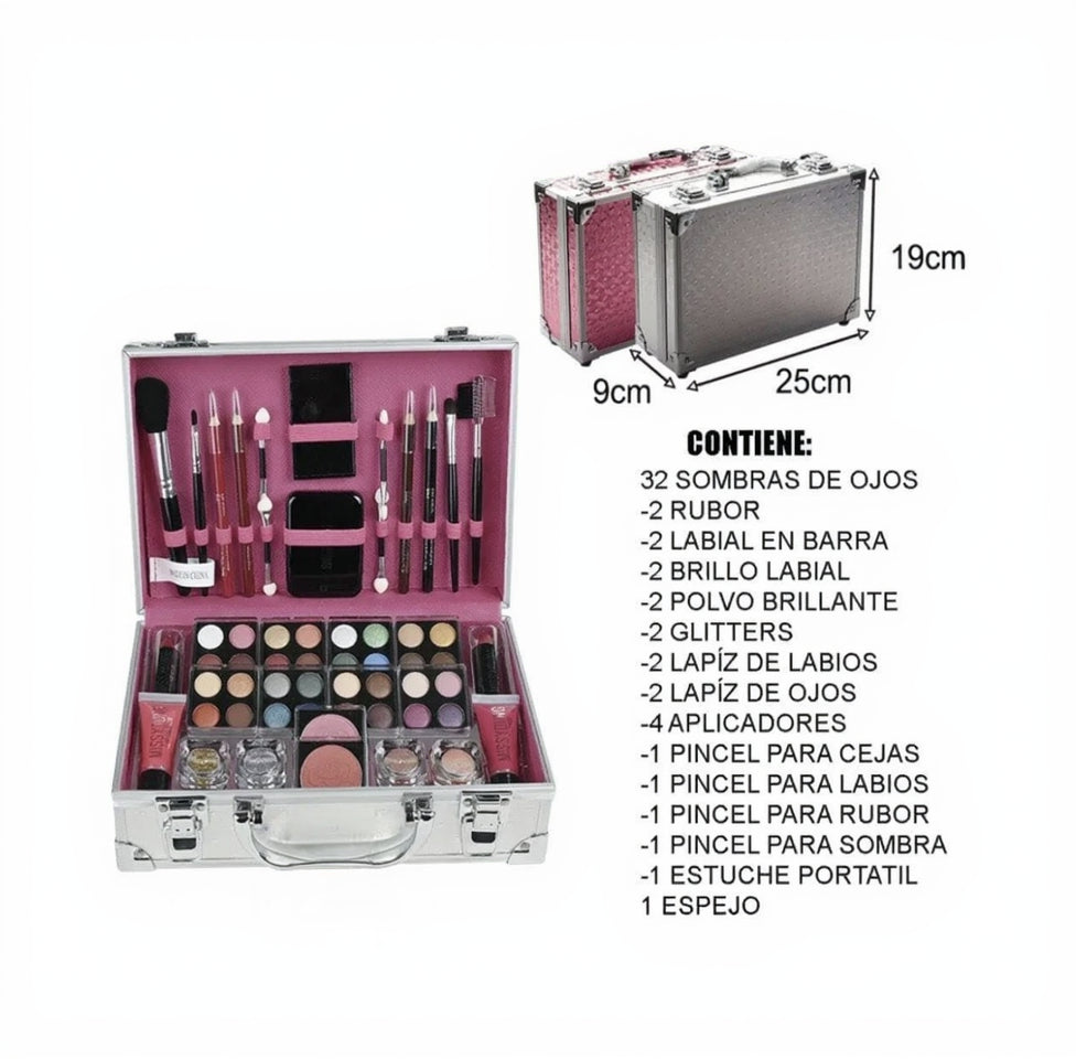 Set Maletín Cromado de Maquillaje MissYoung